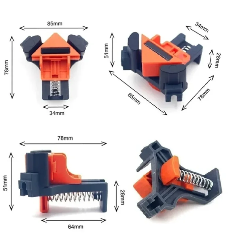 Abrazaderas de ángulo de 90 grados para carpintería, 4 piezas, Clip de esquina, herramienta de abrazadera de marco de fotos, instalador ajustable, herramientas manuales