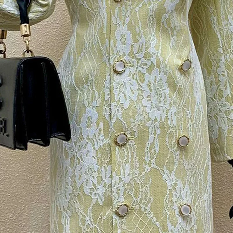 Lichte Luxe Double Breasted Knop Vrouwen Trenchcoat 2025, Lente Herfst Nieuwe Temperament Zware Industrie Vrouwen Trenchcoat H702