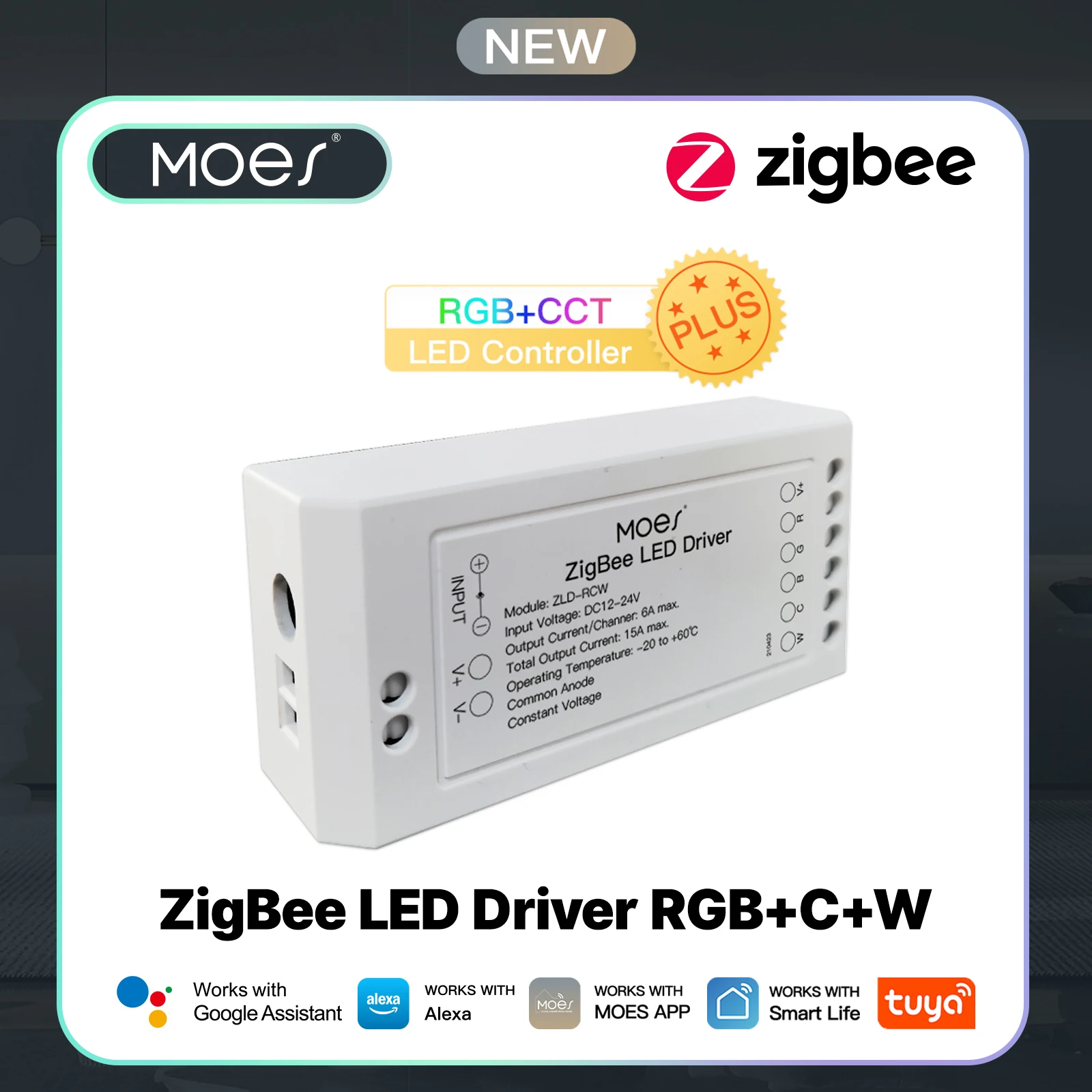 MOES New ZigBee 3.0 Smart Dimmer Module Swtich RGB CCT for LED Strip Smart Life Tuya App Control with Alexa Echo Goolge Home
