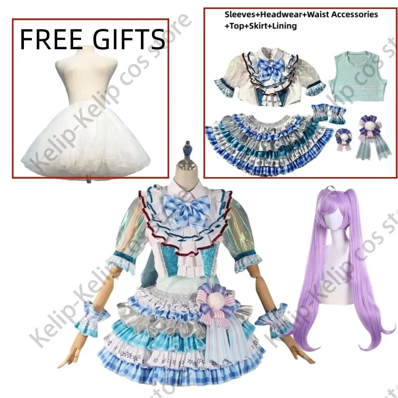 

Anime Pripara Manaka Laala Cosplay Costume Wig Blue Lolita Dress Pengpeng Skirt Woman Sexy Lovely Carnival Birthday Party Suit