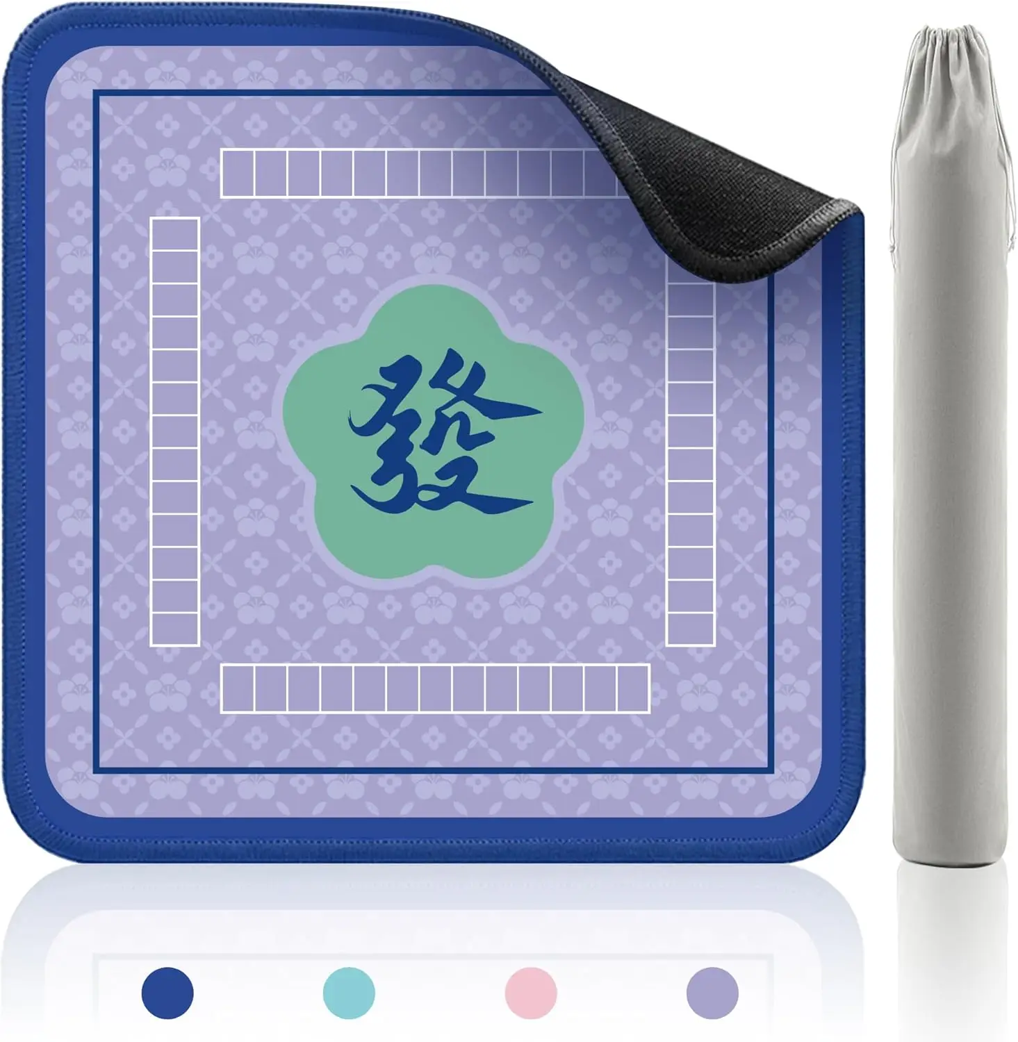 

32.4" Non-Slip Neoprene Game Mat for Mahjong, Poker & Board Games, Portable with Bag, Purple Fortune