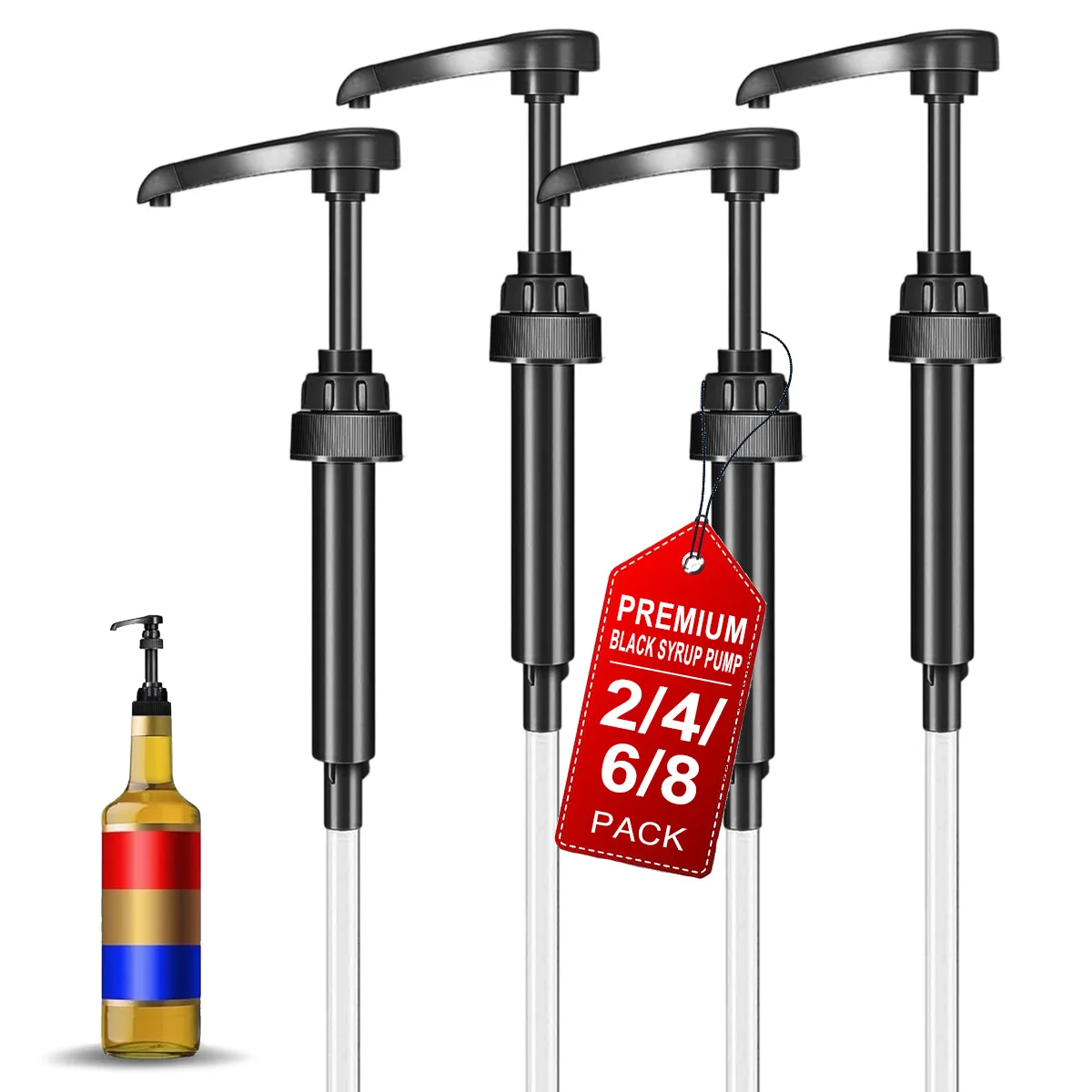 Kaffee-Sirup-Pumpspender, 2/4/6/8er-Pack Siruppumpen für 750ml/25,4 oz Sirupflaschen, Schwarze Pumpen für Kaffee-Sirupflaschen