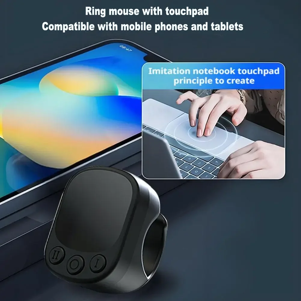 

Bluetooth Wireless Ring Mouse With Touchpad Tiktok YouTube Like Remote Control E-book Page Flipping Mini Air mice For tablet