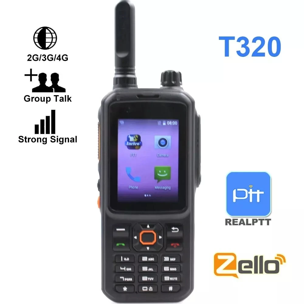 New Inrico T320 4G Network Radio Unlock Android 8.1 Mobile Phone Type-C Plug Mobile Phone Global Call Work With Real-ptt / Zello