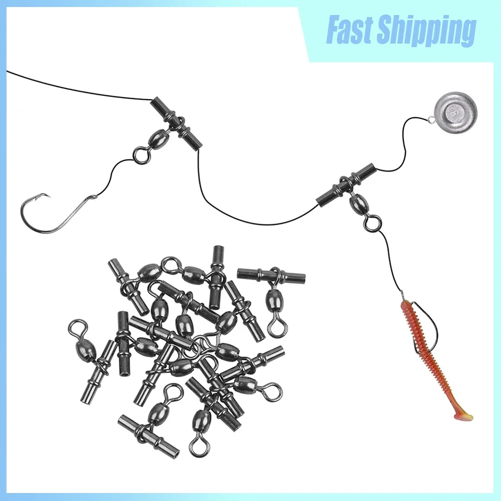 

10pcs Fishing 3 Way Swivels Connector Tool Fishing Line T-Shape Swivels Rolling Connector Clip Fishing Tackle Accessories