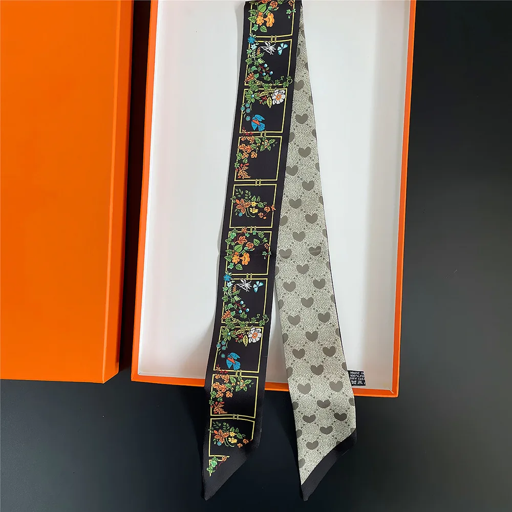 2025 Luxury Horseshoe Lock Polyester Silk Scarf Women's All Seasons  Decorative Thin Scarf Scarf Headband 90*5cm image 5