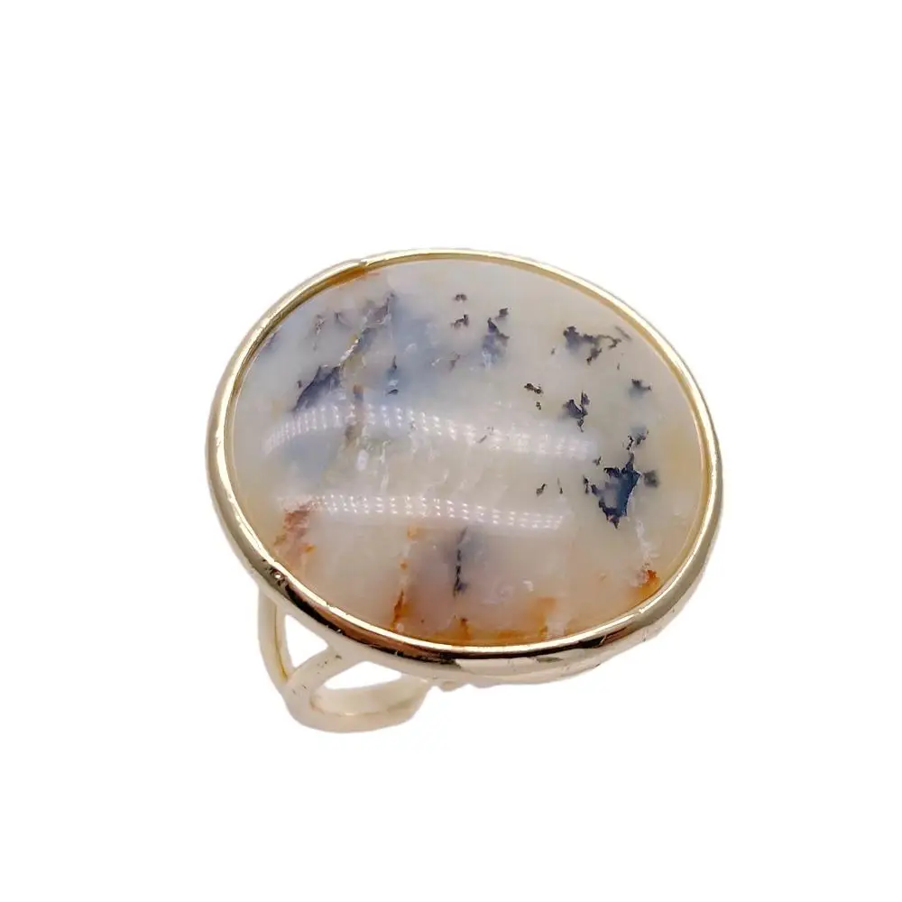 

kkgem Big Stone Rings 26mm White Opal Ering Jewelry Fashion Party Adjustable Ring