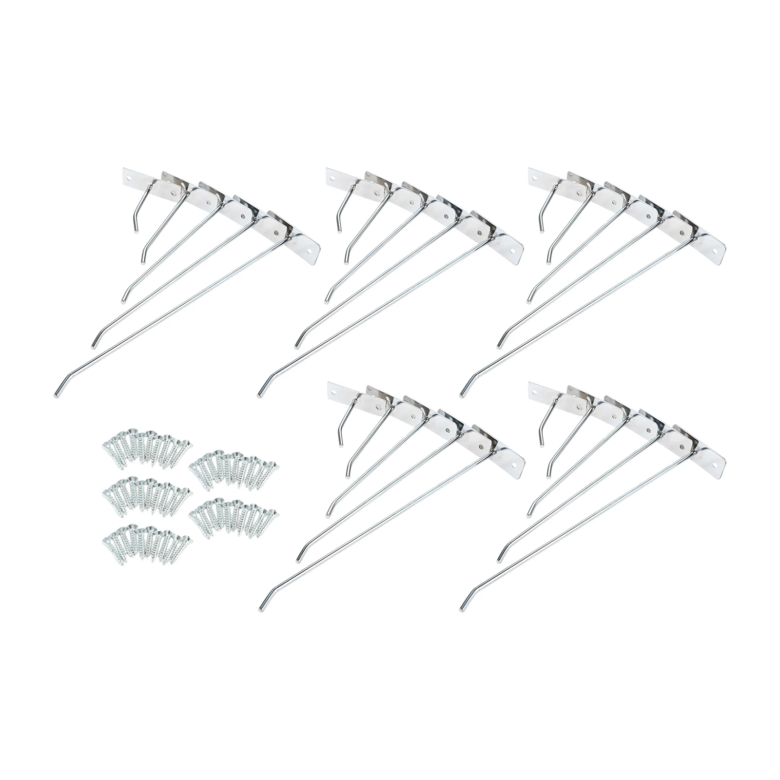 5Pcs 5/10/15/20/25cm Sliver Wall Hooks With Screws Hardware Pendant Suitable for Kitchen Garage Bathroom Garden Door Accessories