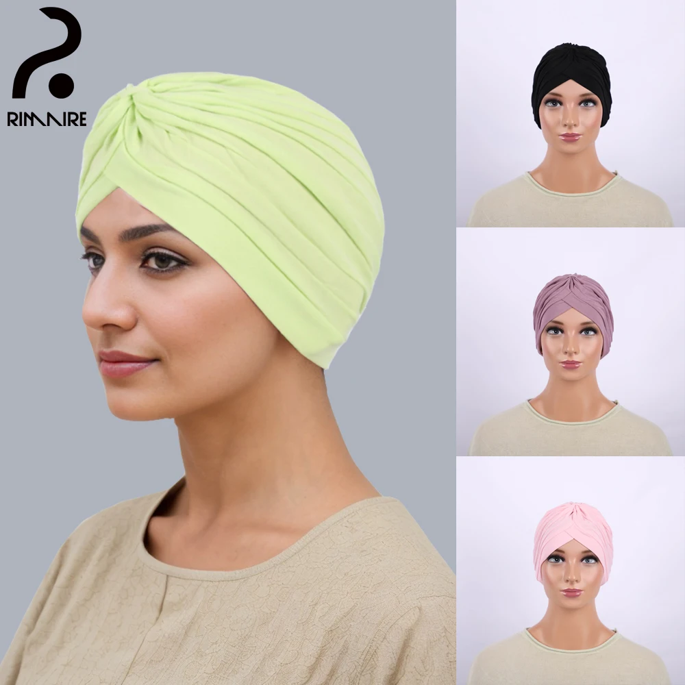 Elegant Green Muslim Hijab Hats Fashion Women's Islamic Inner Undercap Ladies Soft Turban Headscarves Hat Shawl Wraps RIMAIRE