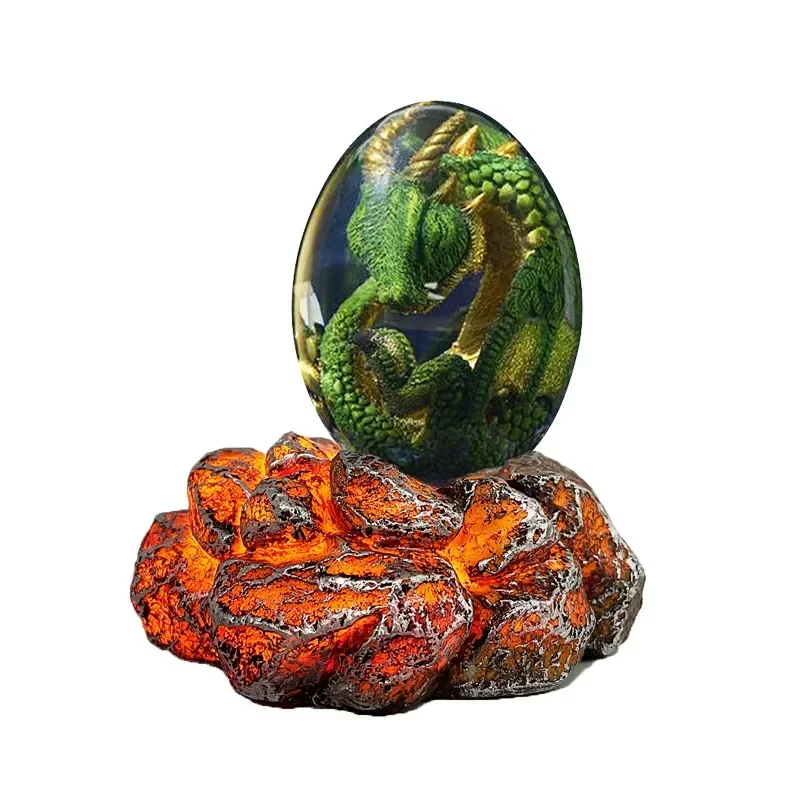 Lava Dragon Egg Resin Statue Ornamental Dinosaur Eggs Sculpture Crystal Gemstone Souvenir Christmas Gift Collection Kid  Toy