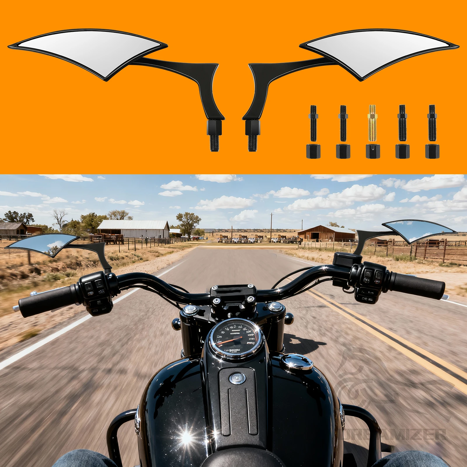 8mm 10mm Black Chrome Motorcycle Rearview Side Mirrors For Victory Hammer 8 Ball 2010-2015 Bar End Side Rearview Mirrors