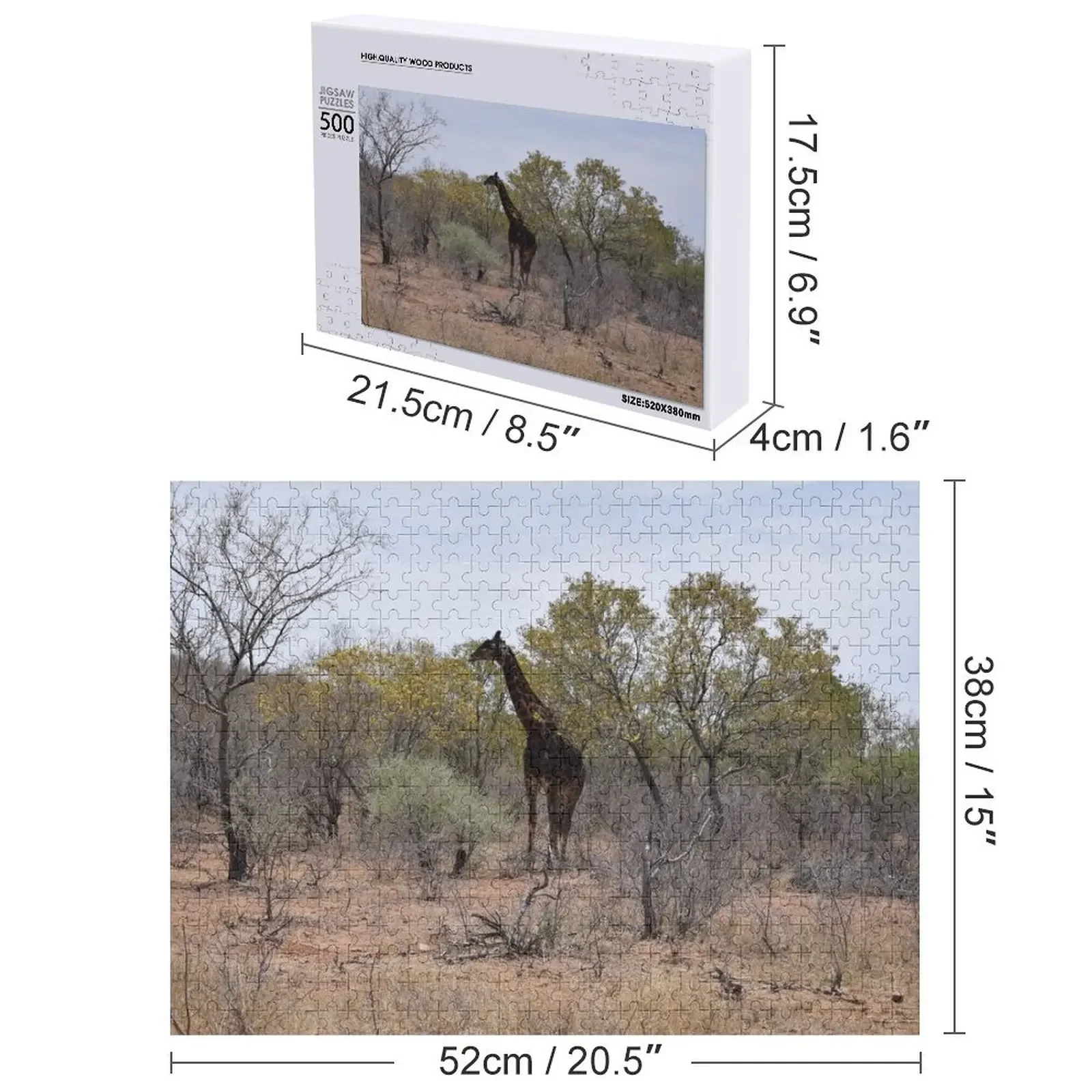 Girafa sul-africana quebra-cabeça decoração de madeira pinturas brinquedos personalizados quebra-cabeça de nome de madeira personalizado