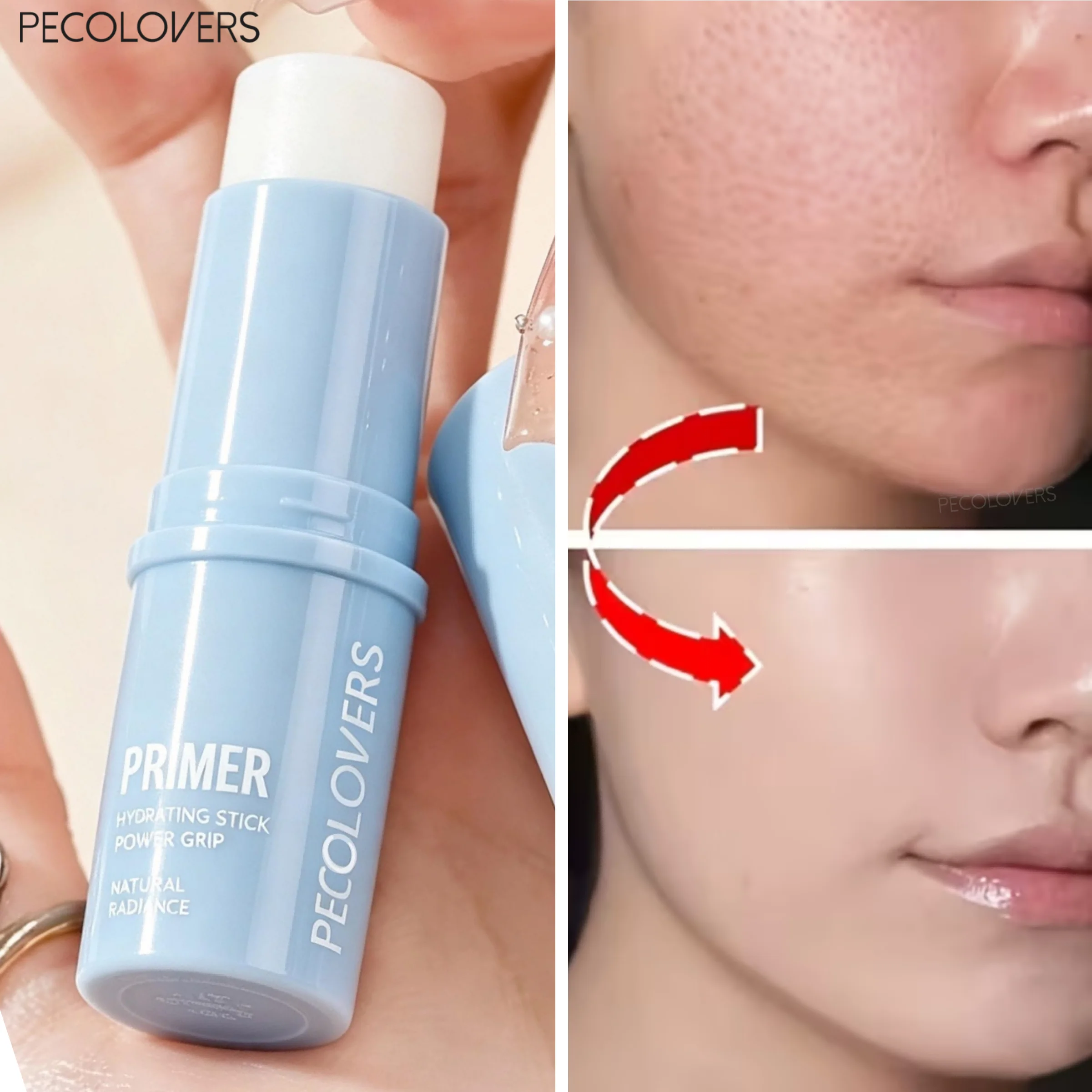 Multi-use Power Grip Hydrating Primer Stick, Pore Blur Stick Skin Smoothing Minimize Pores, Natural Radiance Long-lasting