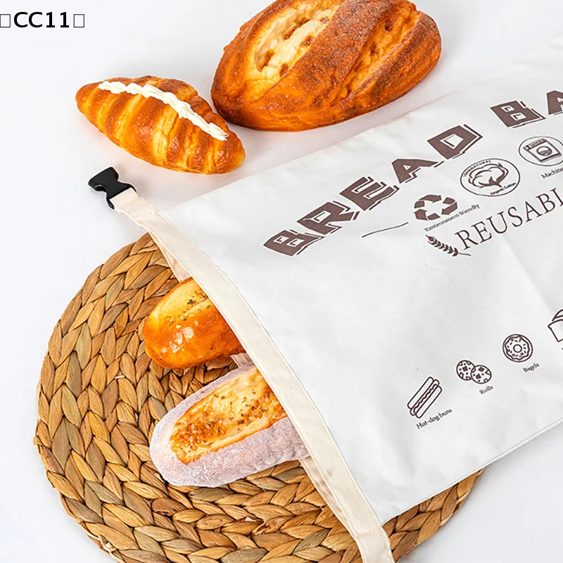 バCC11 Sigur wiederverwendbare Brotbeutel mit Entriegelungsschnallenverschluss, Küchen-Aufbewahrungsbeutel für Sauerteigbrot, Baumwolltuch, ölbeständige TPU-Tasche