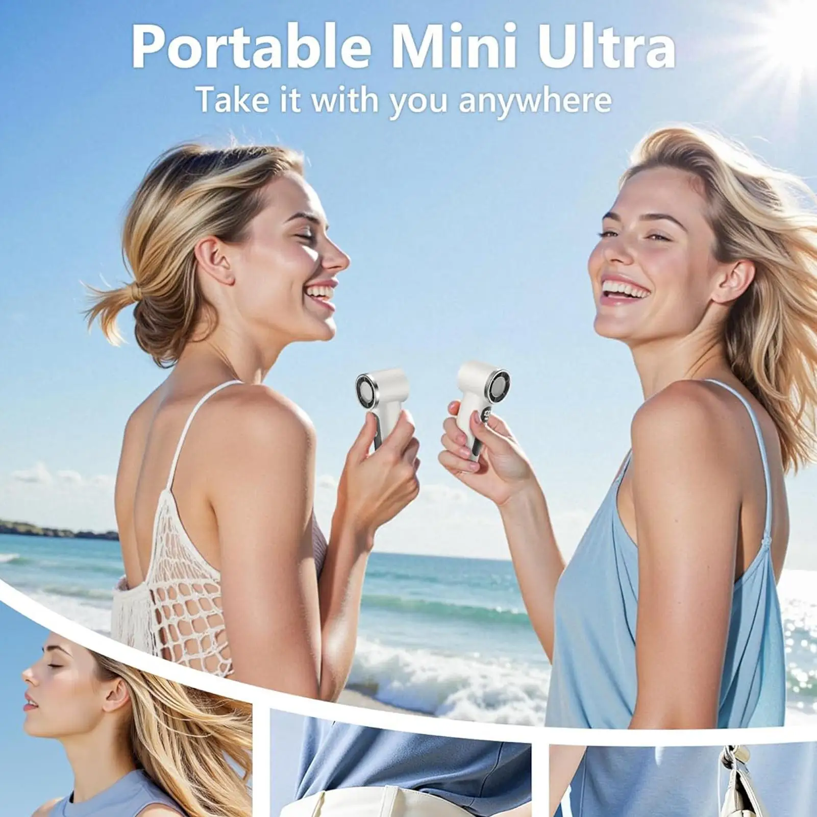 Personal Fan 100-Speed Turbo Small Ventilator 1800mAh Low Noise Handheld Rechargeable Fan For Travel Concert Sports Event