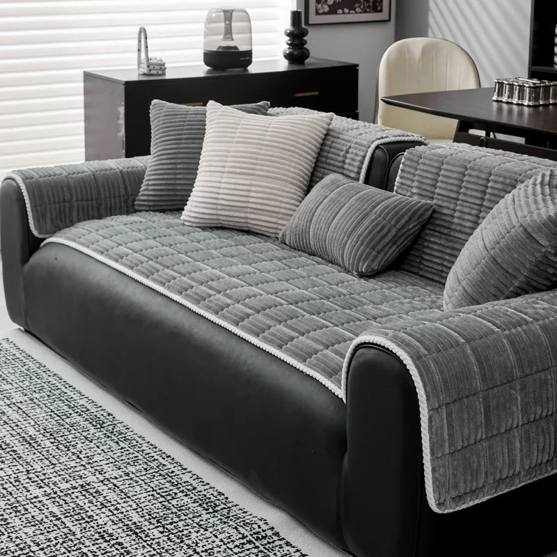 1pc Solid Color Soft Thicken Plush Sofa Towel Warm Winter Sofa Cover Anti-slip Dustproof Couch Covers for Living Room Home 쇼파 커버