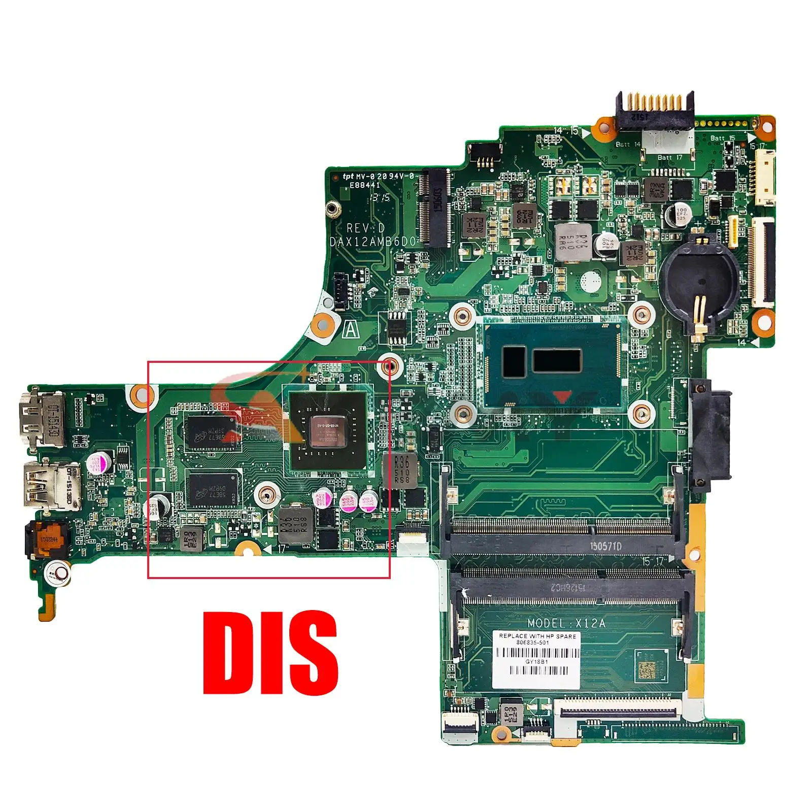 DAX12AMB6D0 X12A For HP PAVILION Notebook 14-AB 14T-AB Motherboard with i3 i5 i7 CPU Fully Tested 806830-501 806835-601