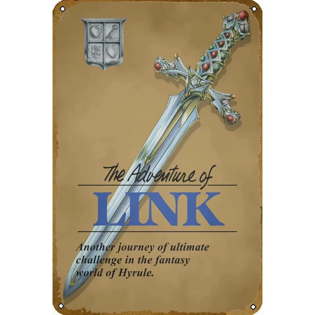 2 aventura de link retro estanho sinal de videogame cartaz gamer decoração da parede arte sinal de metal placa de arte da parede cartaz para