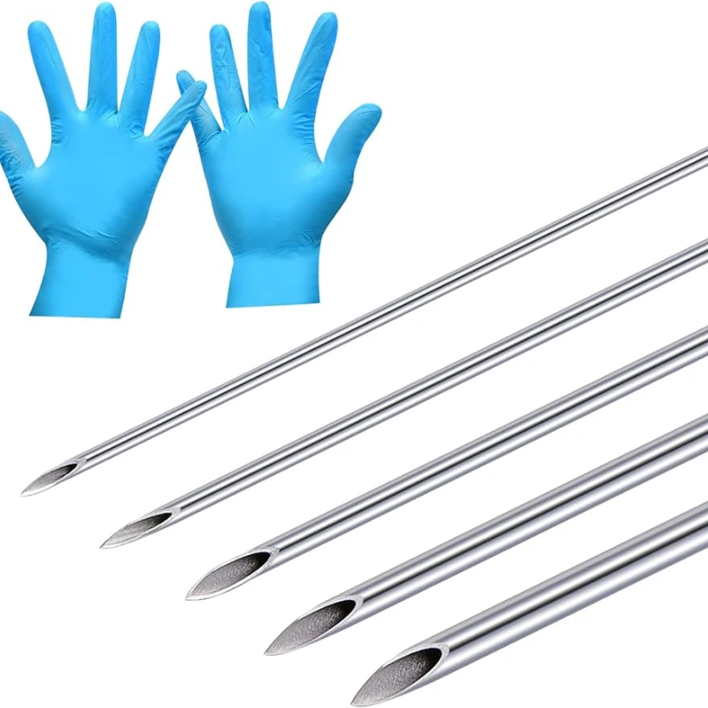 Disposable Sterile Stainless Steel Hollow Piercing Needles for Ear Nose Septum Belly Tongue Eyebrow Nipple Lip Piercing