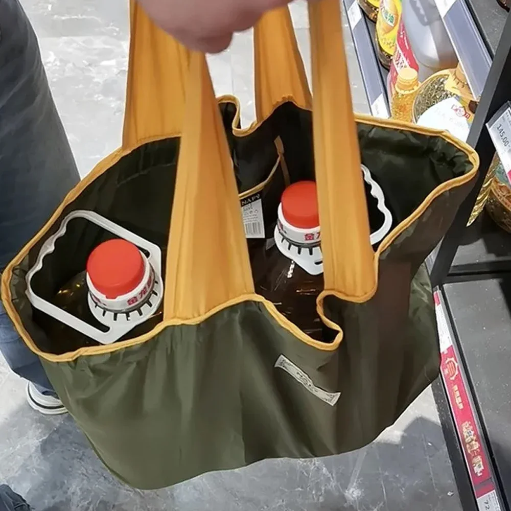 Tragbare Handtasche Leichte Tragetasche Wiederverwendbare Einkaufstaschen Faltbare Große Hochkapazitäts-Einkaufstasche mit Kordelzugverschluss – Detail 5