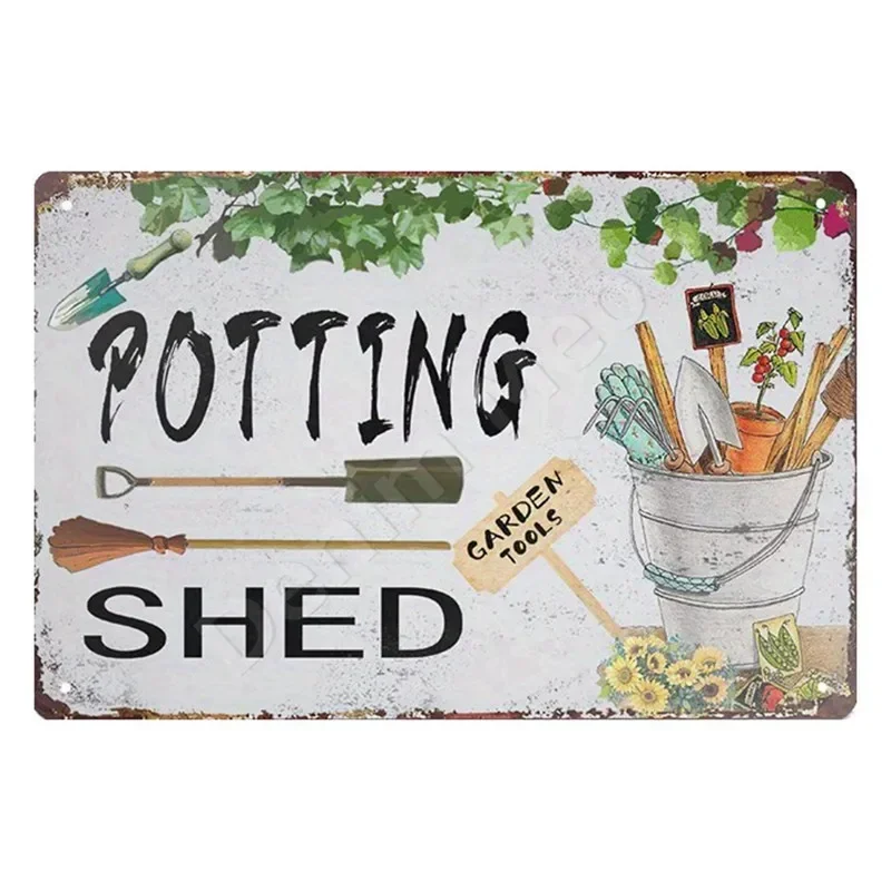 Vintage tuinplanten thema metalen blikken bord retro zonnebloem kamerplant wanddecoratie voor huis patio tuin tuinieren rustieke ijzeren P