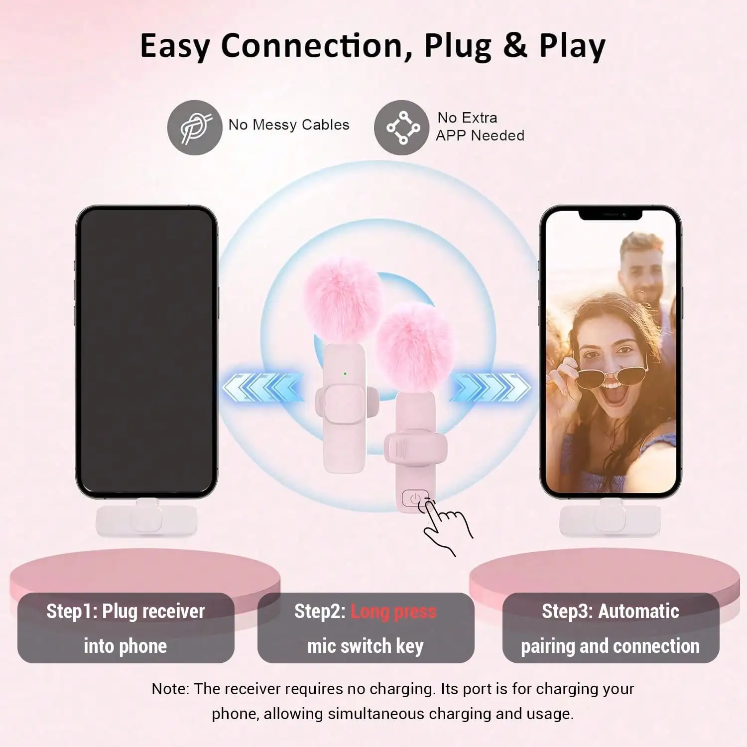 Portable Wireless Lavalier Microphone Plug And Play For Smartphone Omnidirectional Condenser Mic Delivers Clear Audio Perfect For Vlogging Video Recording Teaching Interview Podcast Indoor Outdoor Shooting Content Creation Accessory Gift view 2