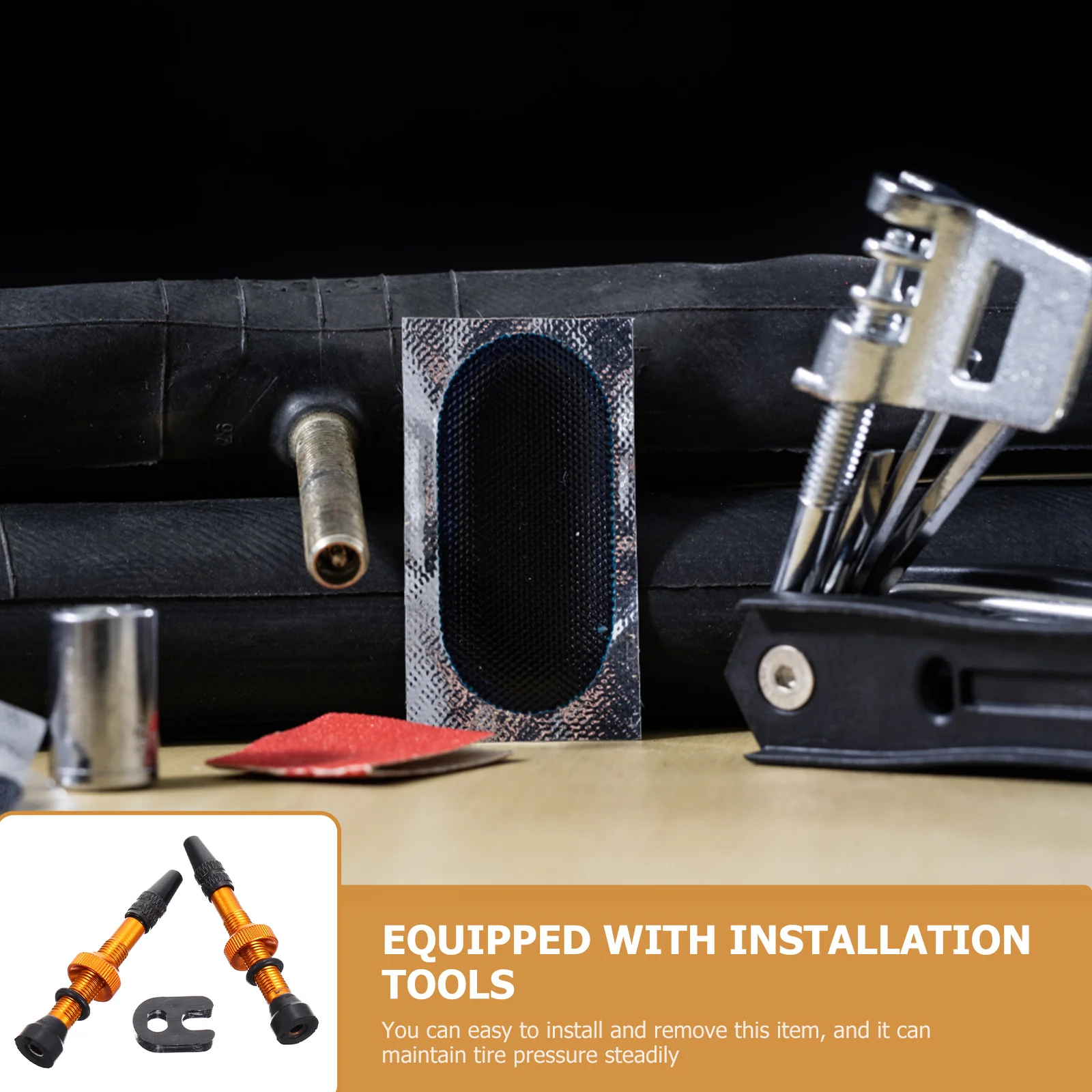 

1Pair Tubeless Valves Stems Bike Tire Valves Durable Aluminum Alloy Copper Sealing Performance Easy Install Maintain Pressure