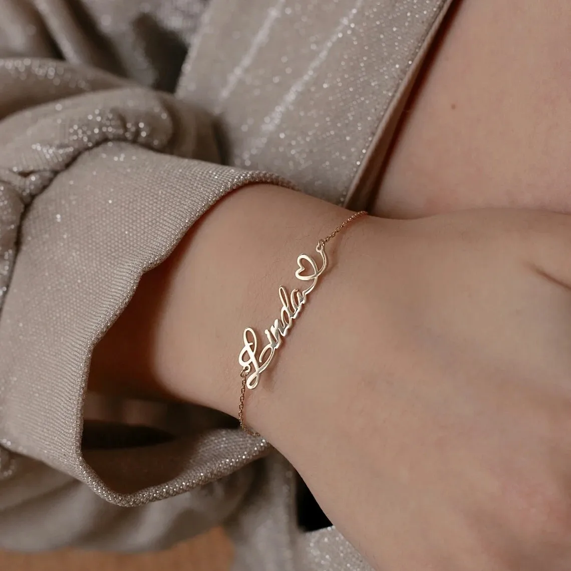 Custom Heart Name Bracelets For Women Romantic Jewelry Stianless Steel Gold Color Personalized ID Bracelets Gifts For Her