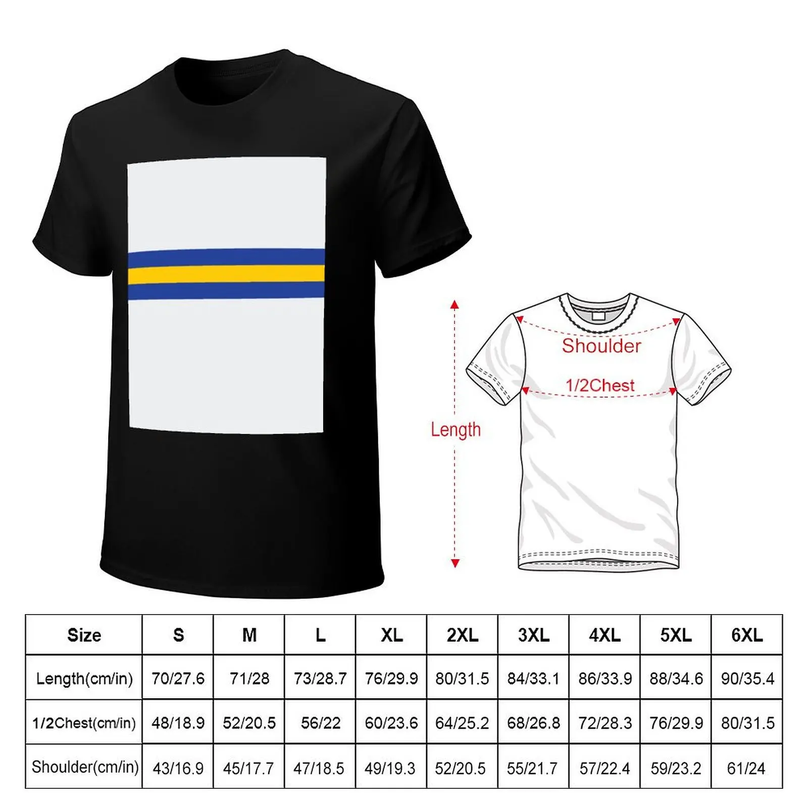 Leeds White Blue & Yellow Colours Bar Design T-Shirt Water Resistant Casual T-Shirt