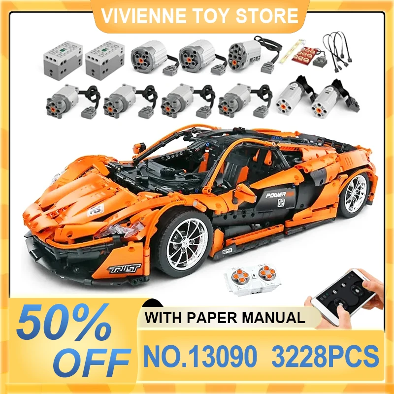 MOULD KING 13090 MOC Technical Super Sports Racing Car Hypercar Model 1:8 Building Blocks Bricks DIY Toy Christmas Gift For Kids