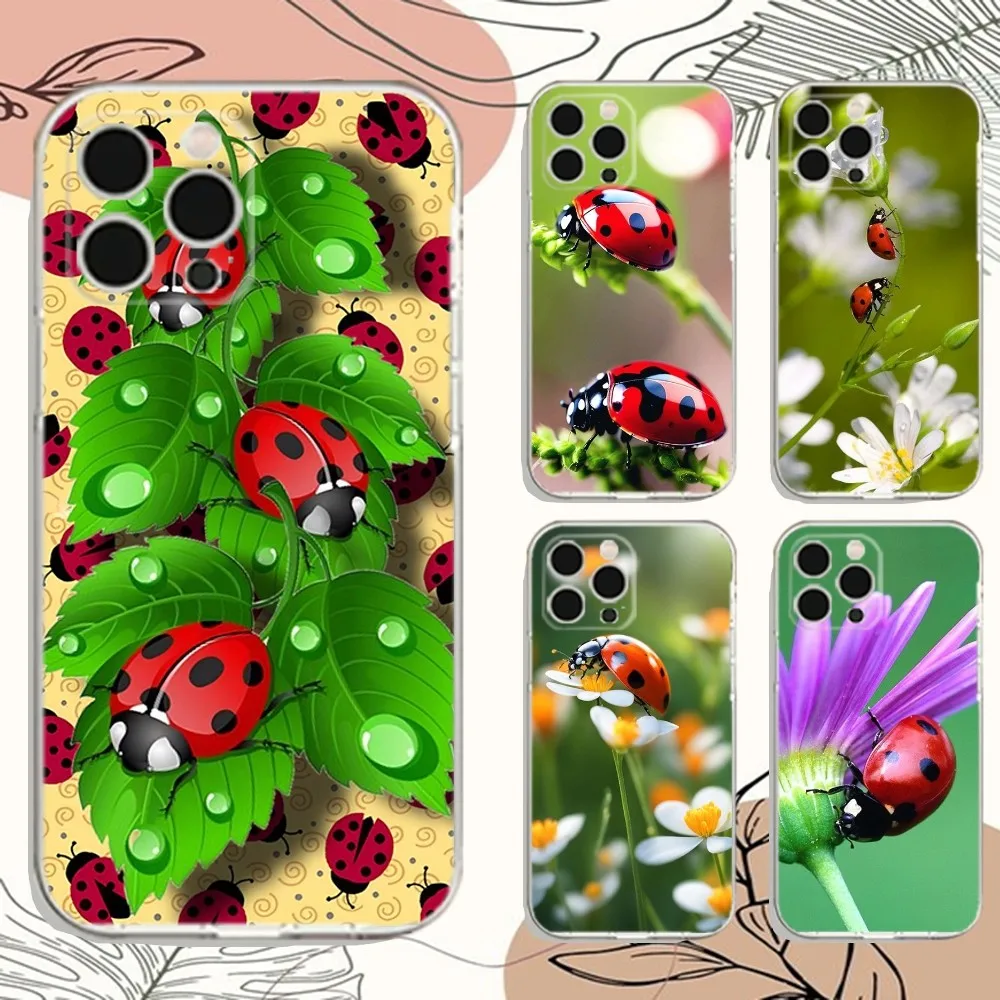 Insect Seven-Star ladybug Phone Case For iPhone Apple 15,14,13,12,Mini,11,Pro,Max,Plus,X,XR,XS,8,SE,2020,Plus Transparent Cover