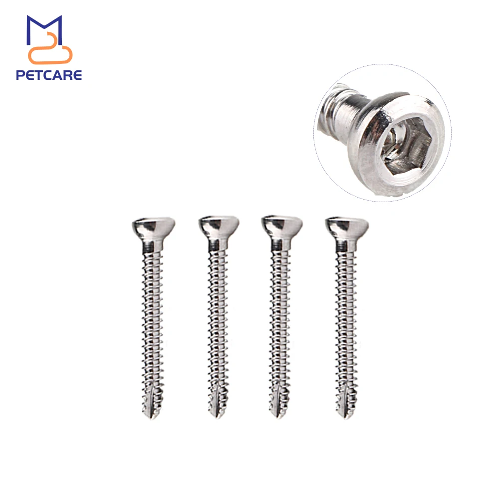 2.4mm Stainless Steel Self-Tapping Cortical Screws for Veterinary, Veterinaria, Orthopedics, Surgical Implants, Dog Accessories