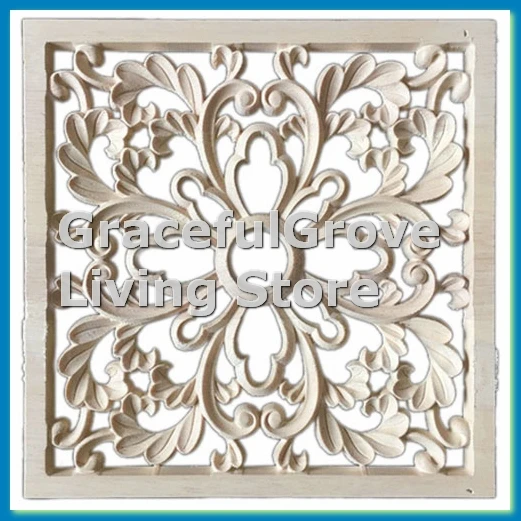 

1X резиновая деревянная резная цветочная наклейка ремесло накладка аппликация мебель DIY Декор # F: 20*20см-ABFB