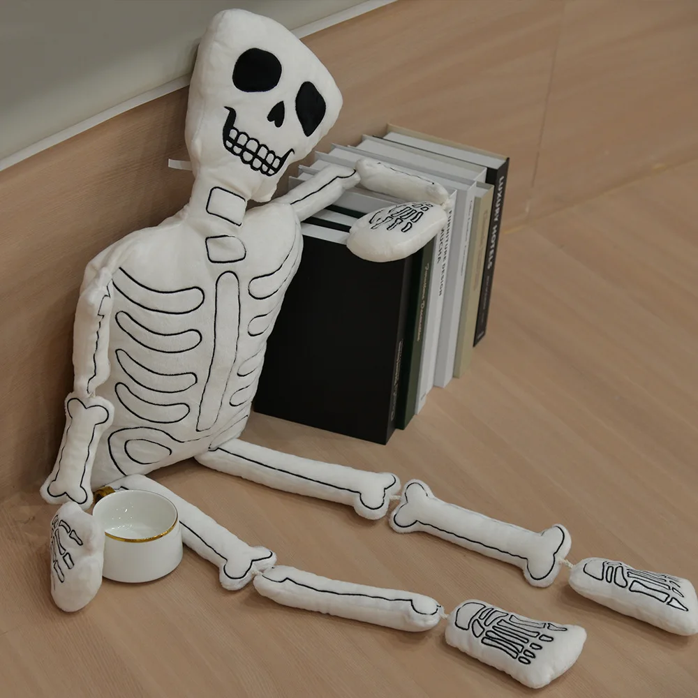 Halloween Skeleton Plush Doll White Bones Stuffed Skull Soft Toy Festival Decoration Spooky Gift for Man Adults view 3