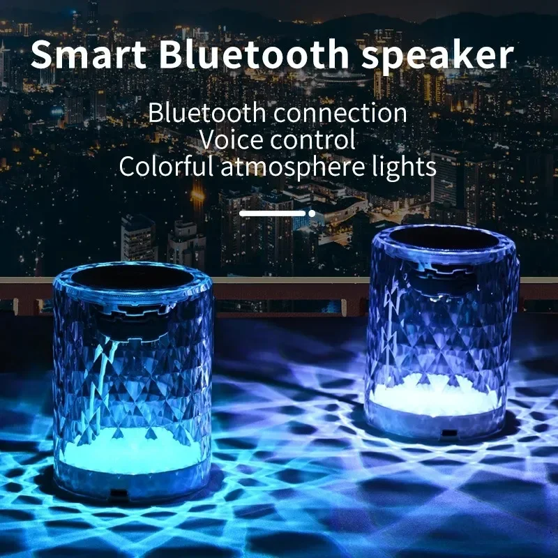 Dazzling Led Light Bluetooth Speaker Seven-color Transparent Glass Portable Outdoor Home Party Car Subwoofer Sound box