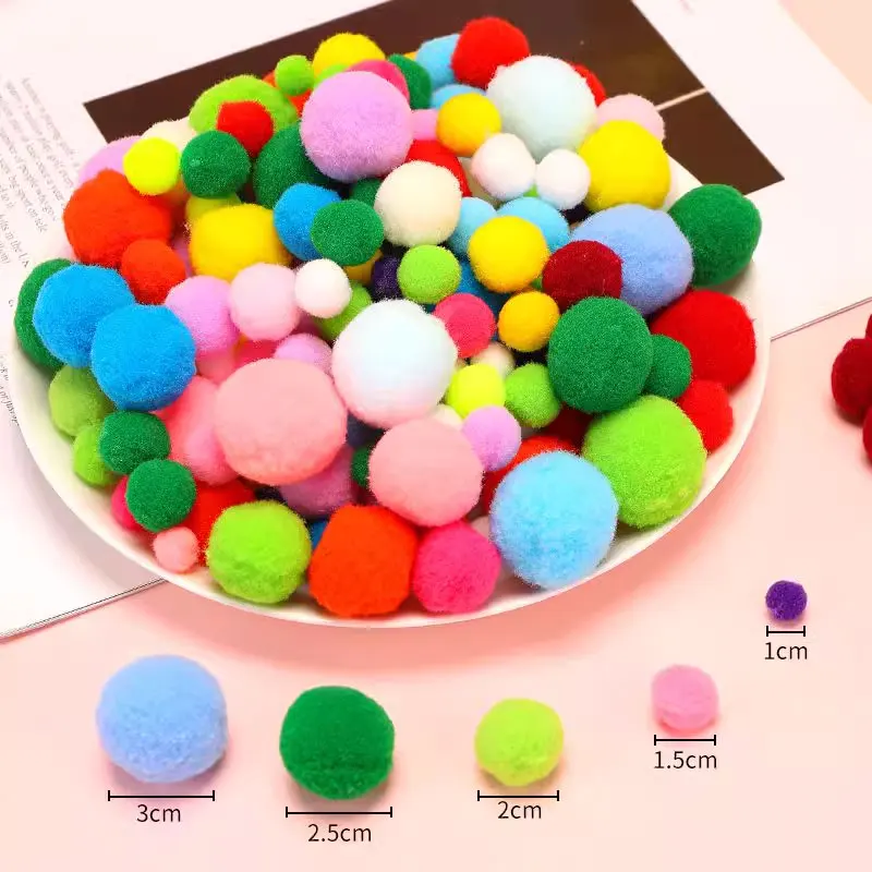 300-30pcs vícebarevná pompoms kožich koule glittery načechraný pom poms pružnost pom pom měkké koule pro DIY řemesel 8/10/15/20/25/30mm