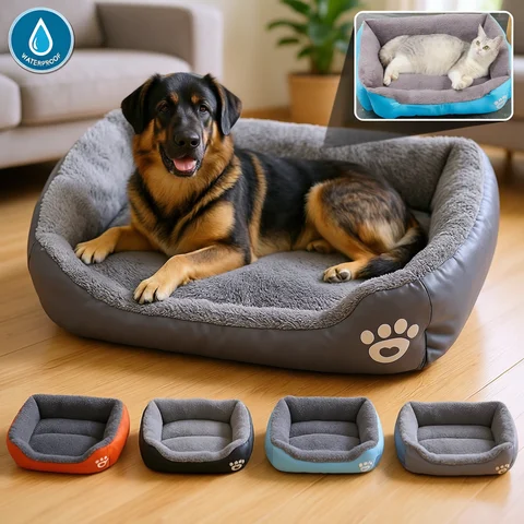Soft Square Large Dog Sofa Elastic Dog House Cushion Winter Warm Medium Dog Bed Washable Cat Kennel House Accessories