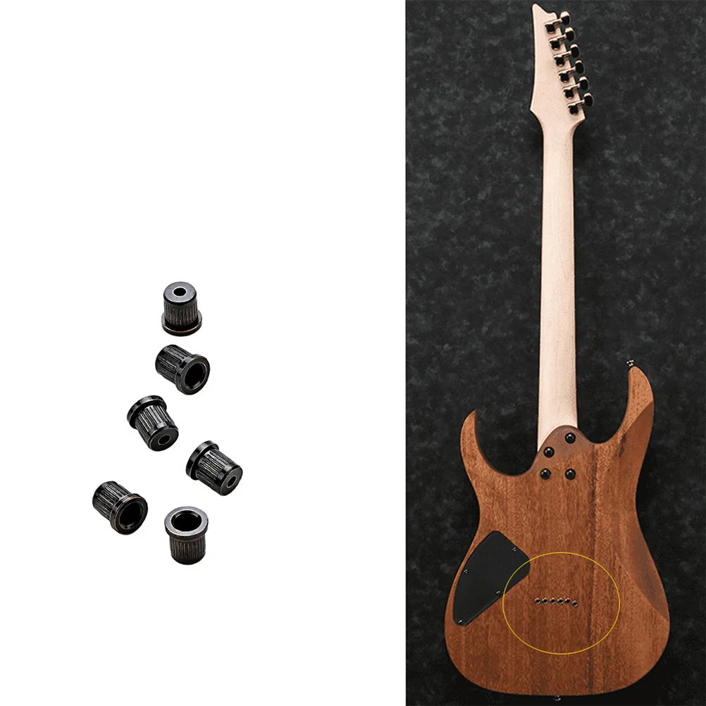 

6 Pcs Guitar String Buckle Black Metal Acoustic Electric Fingertip Protectors Mounting Ferrules String Through Body Parts