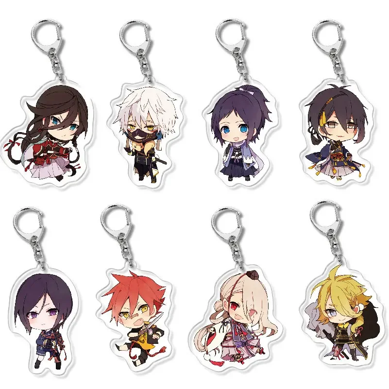 Anime Game Touken Ranbu Online Cosplay Acrylic Keychain Toy Figures Keyring Double-sided Key Chain Pendant Gift