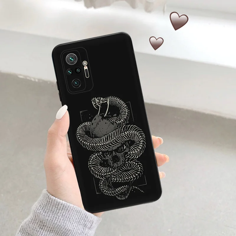 Custodie per telefoni opache per Redmi 9 9A 9C 9T K40 K60 A3 A2 A1 Plus Note 9s 8T 7 8 Pro A3X K60E Snake scale Skull Black Soft Cover