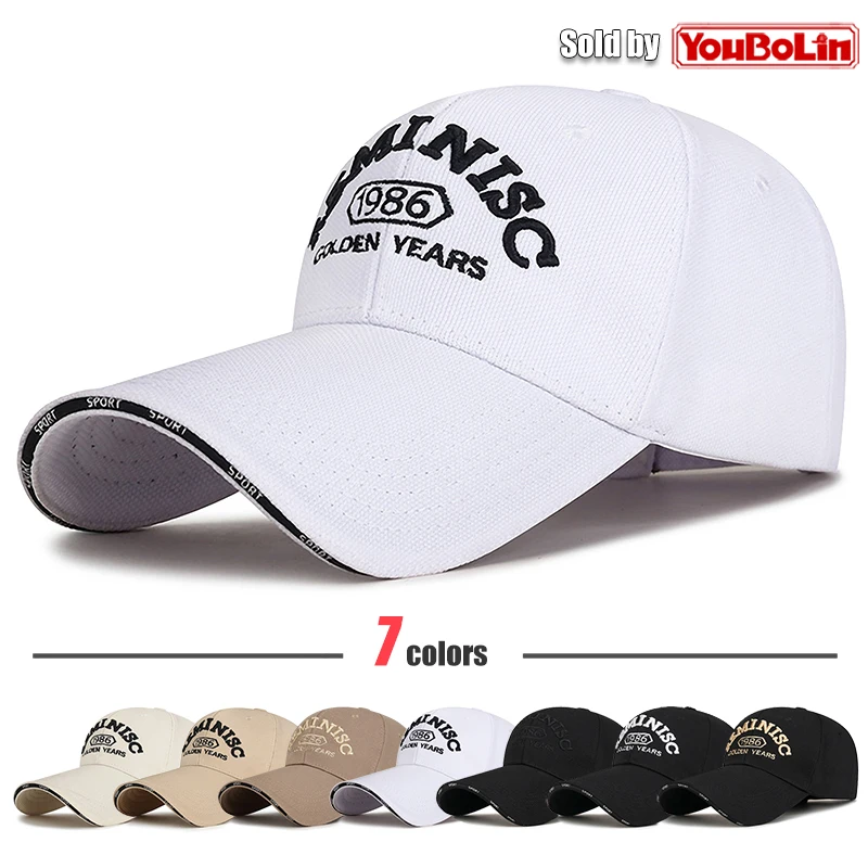 Classic Embroidered Baseball Cap | 1986 REMINISC Golden Years | Unisex Sports Hat with Extended Visor