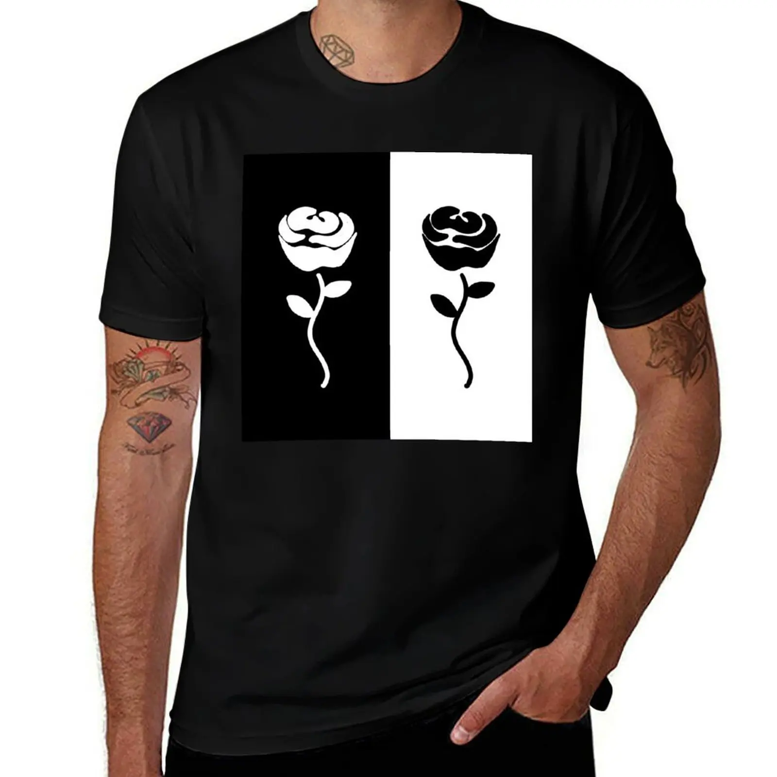 

Duality - White and Black Roses T-Shirt croswit shirt man man t shirt tees mens graphic t-shirts pack
