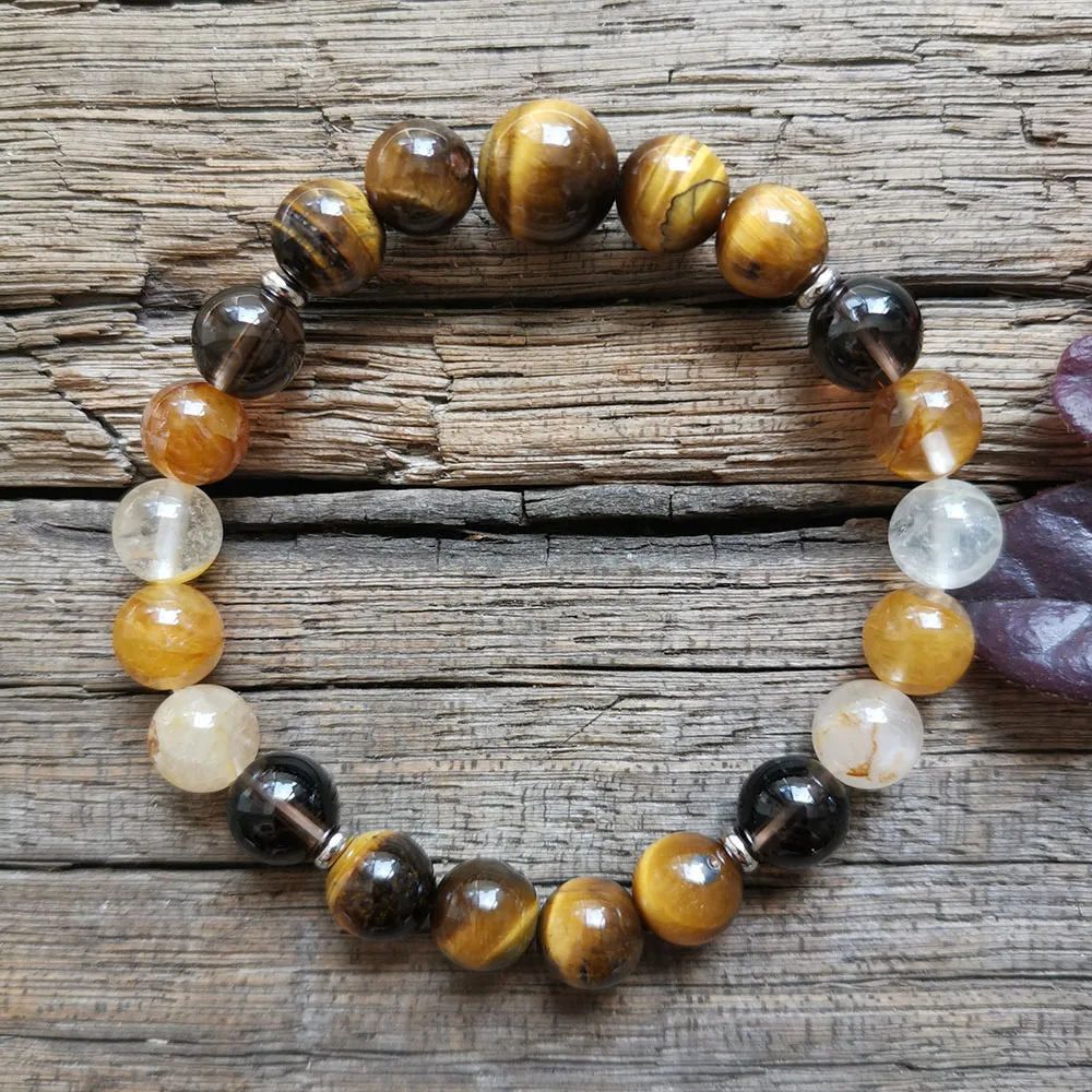 8mm Smokey Fire Quartz Stone Beads,Tigers Eye Pendant,Prayer Bracelet,Yoga Necklace,Meditation,Healing Jewelry,108 Mala Beads