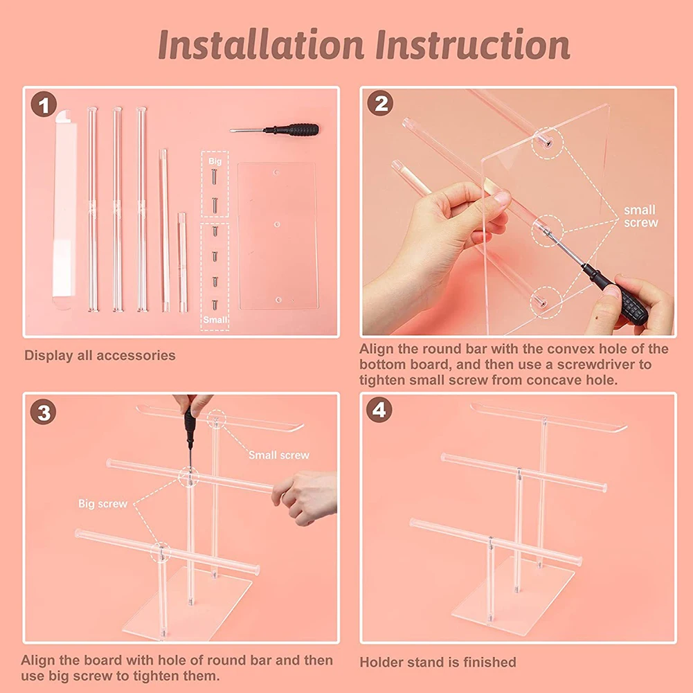 Organizer Headband Holder Jewelry Organizer Clear Display Stand For Girl Women Storage Rack 2/3 Tier High Quality