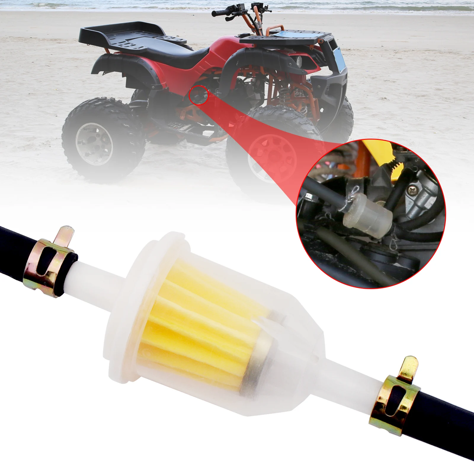 6.5mm 1/4 Inch / 8mm 5/16 Inch Universal Fuel Filter for Motorcycle Scooter / Dirt Bike Moped / ATV Go Kart