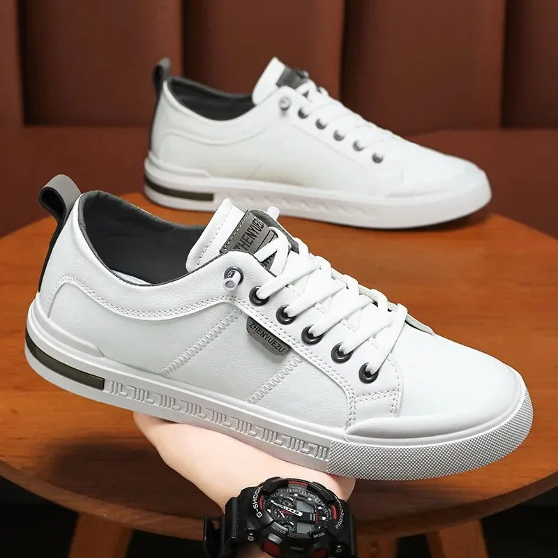2026 New Mens Shoes High Quality Leather Casual Shoes Classic Low-Top Men's Sneakers Lightweight Walking Flats Zapatos De Hombre