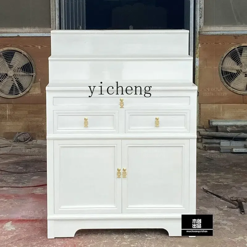 

white table three-layer Buddhist platform household solid wood incense case Chinese vertical cabinet God of Wealth cabinet