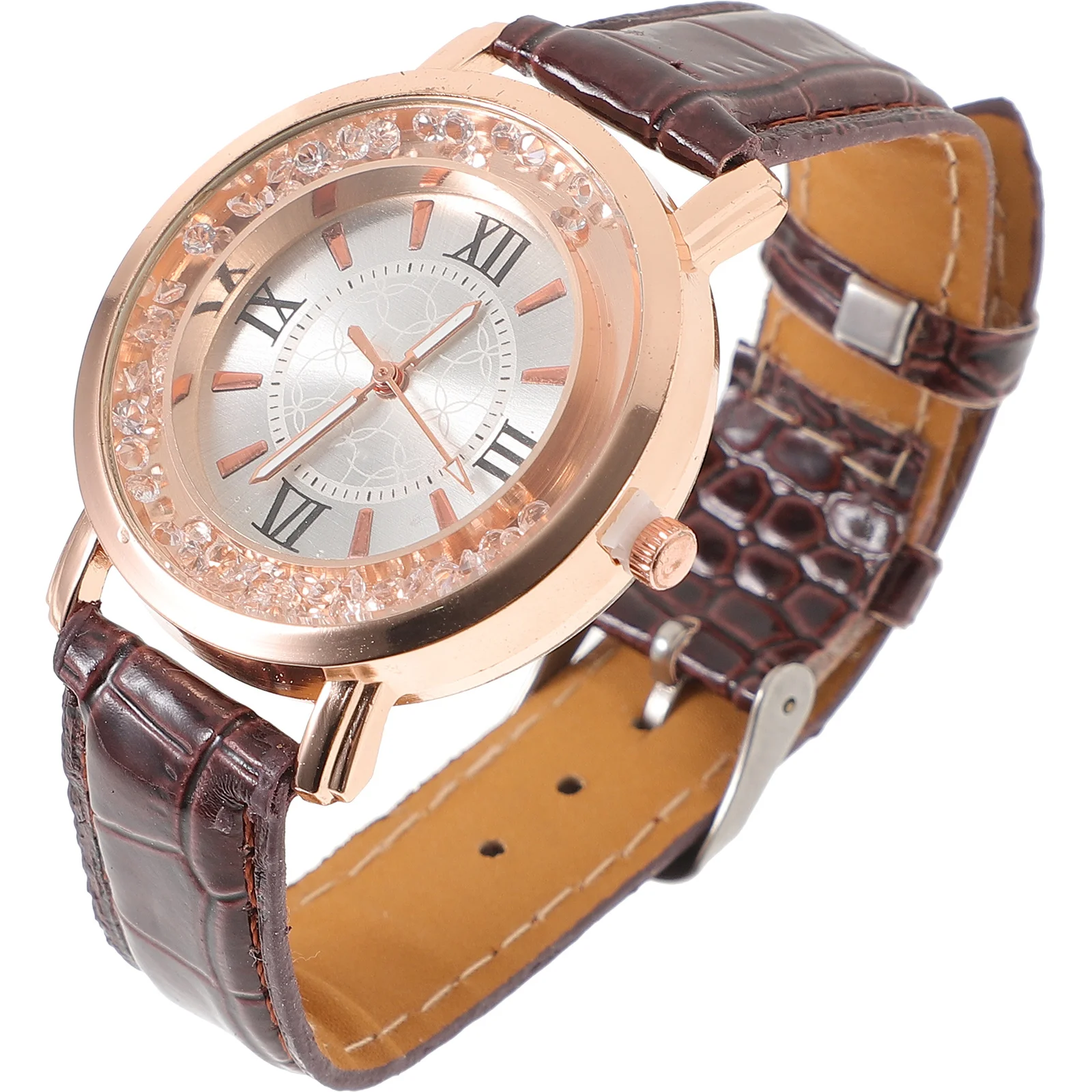 

Women Fashion Coffee Bracelet Quartz Watch Rhinestone Luxury Wristwatch for Women Indoor Outdoor Activities Gift