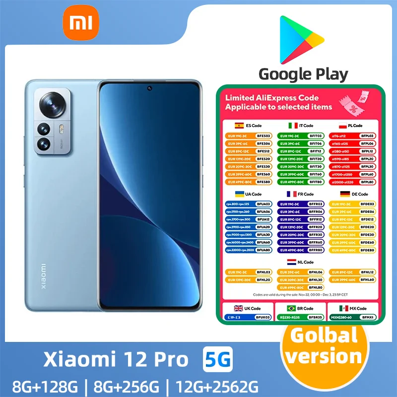 Xiaomi 12 Pro Global version Mi 12Pro Snapdragon 8 Gen 1 Android phone 120W Fast Charger 50MP Triple Cameras used phone