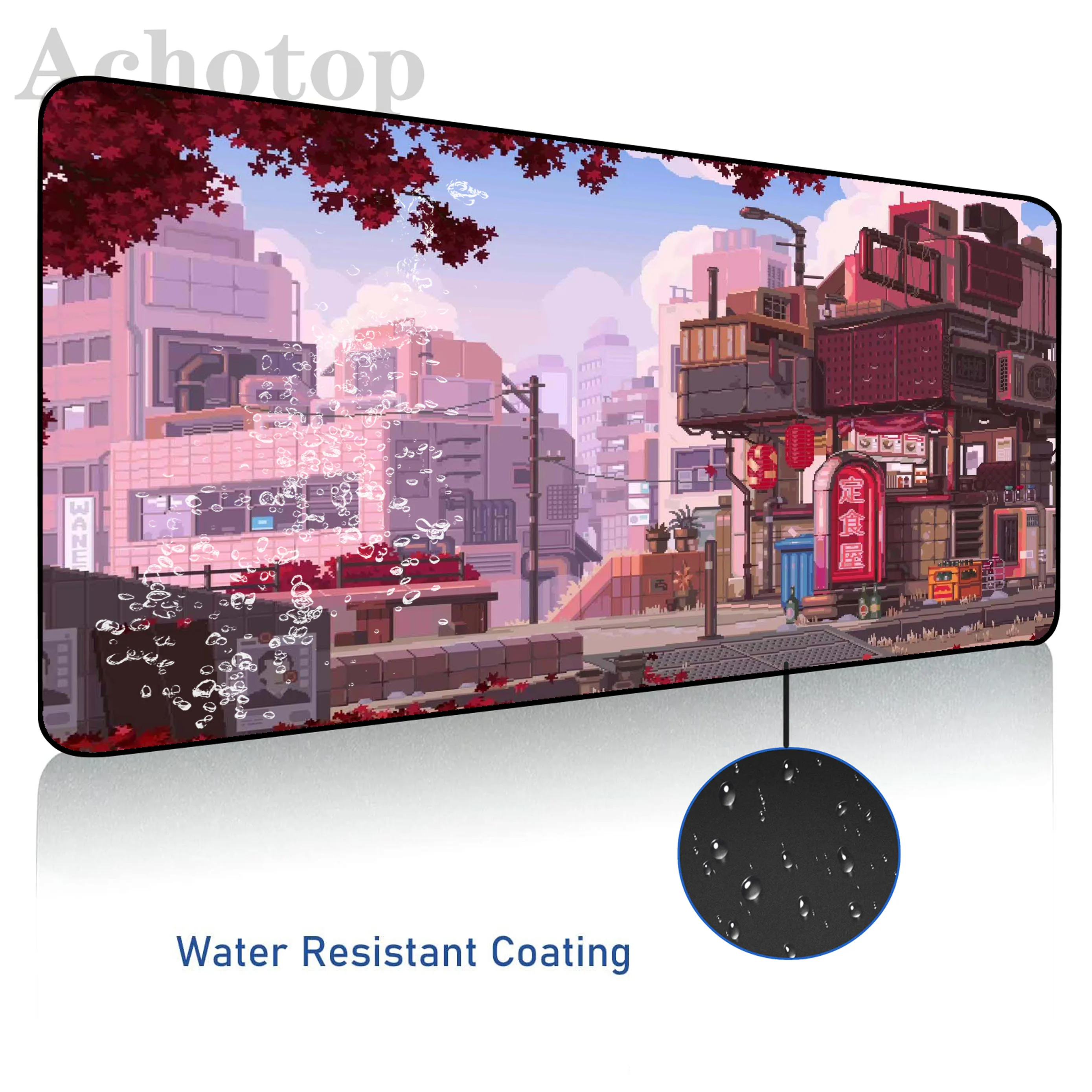 Pixel Art Civic Landscape Waterproof Gamer Mousepad Large Gaming Mouse Pad Computer Keyboard Pads Locking Edge Mouse Mat 900x400